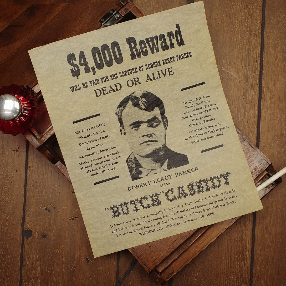 Amazon.com: Treasure Gurus Butch Cassidy Wanted Reward Poster